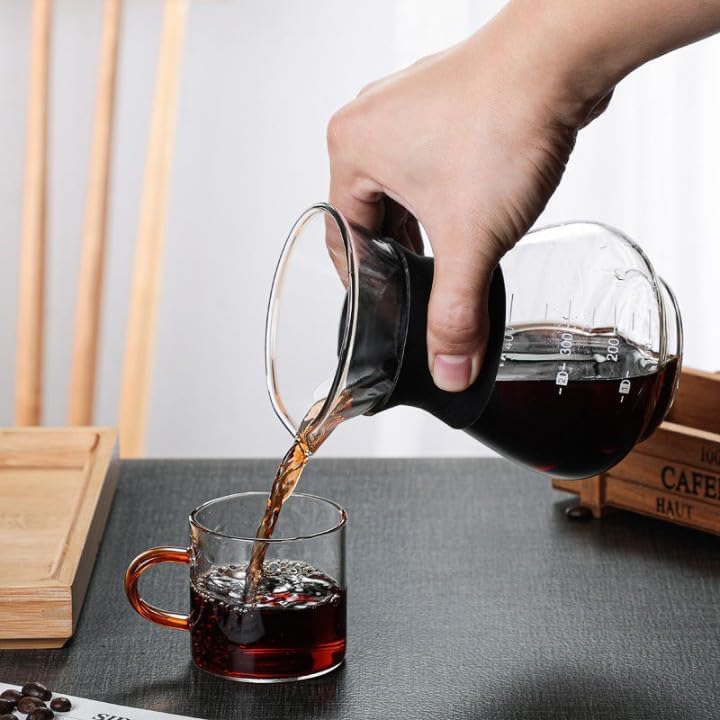 Image of Coffee Pour Over Glass 400ml Maker Stainless Steel Filter Dripper No Home Garden Kitchen Dining Bar Small Appliances Tea Makers Percolators Moka Pots