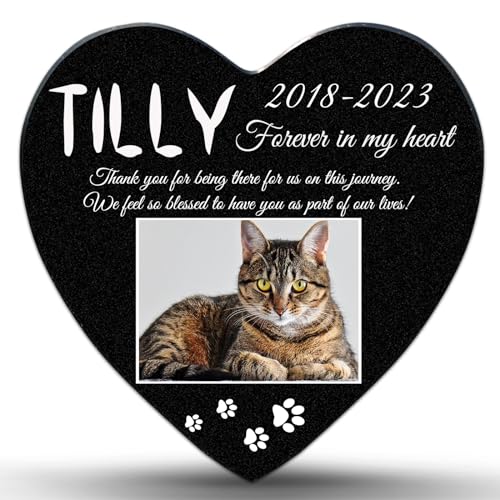 Image of ADFSTONE 16 inch Heart Shaped Pet Memorial Stones Personalized Dog Remembrance Gifts, Customized Cat Picture Grieving Plaque, DIY Gravestone, Custom Sympathy Photo Gift, Animal Grave Markers