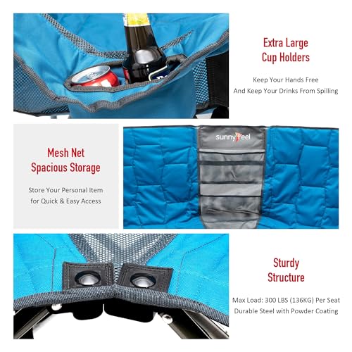 SUNNYFEEL Silla de Camping Plegable Doble para 2 Personas Modelo AC2404 Color Azul miniatura 6