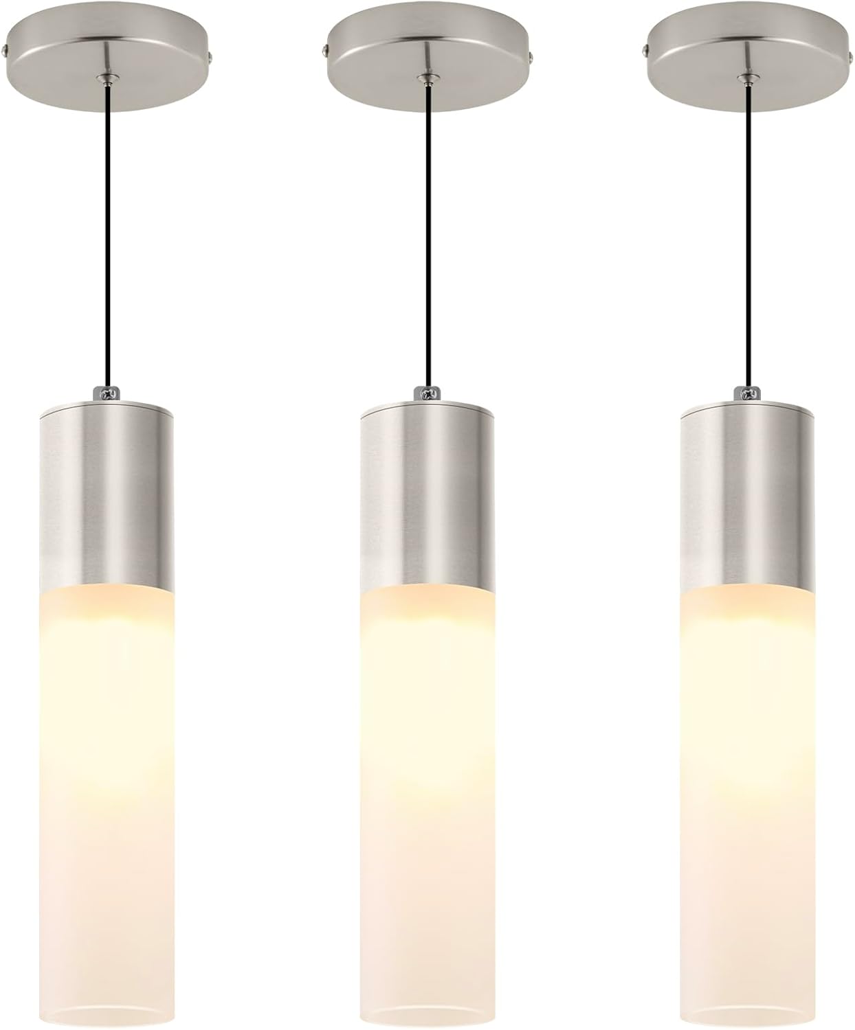 (quantity 1 light) (similar to stock photo)Modern Pendant Lights Kitchen Island 3 Pack LED Pendant Lighting Brushed Nickel with Milky White Lampshade Adjustable Hanging Ceiling Light for Dining Room Bath Entryway, 3000K-6000K Brushed Nickel 1-Light 3-Pack
