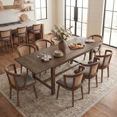 Extendable Solid Wood Dining Table for 4-10 People