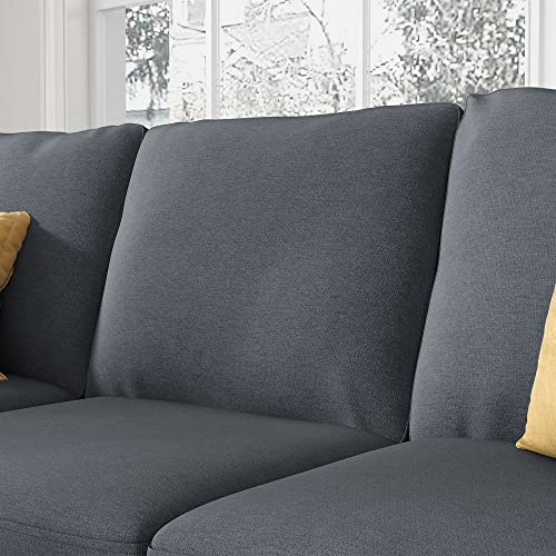 Honbay Reversible Sectional Couch With Chaise Modern Linen Fabric L Shape Sofa For Apartment Sectional Set With Ottoman In Bluish Grey #TOP3
