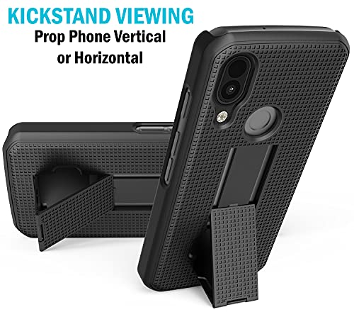 Case With Clip For Cat S62 Pro Phone, Nakedcellphone [Black] Slim Hard Shell Cover With Kickstand View Stand And [Rotating/Ratchet] Belt Hip Holster Holder Combo #TOP3