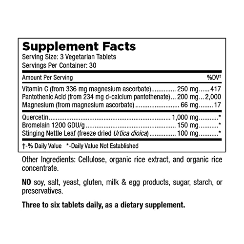Mt. Angel Vitamins - Quercetin Nettle+, Quercetin 1000Mg With Bromelain, Vitamin C And Stinging Nettle – Natural Antihistamine Blocker (D Hist) And Natural Allergy Relief – Vegan Non Gmo #TOP1