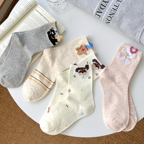 Image of Women's Cute Crew Socks, Casual Athletic Cotton Bowknot Cherry Calf Novelty Socks for Women