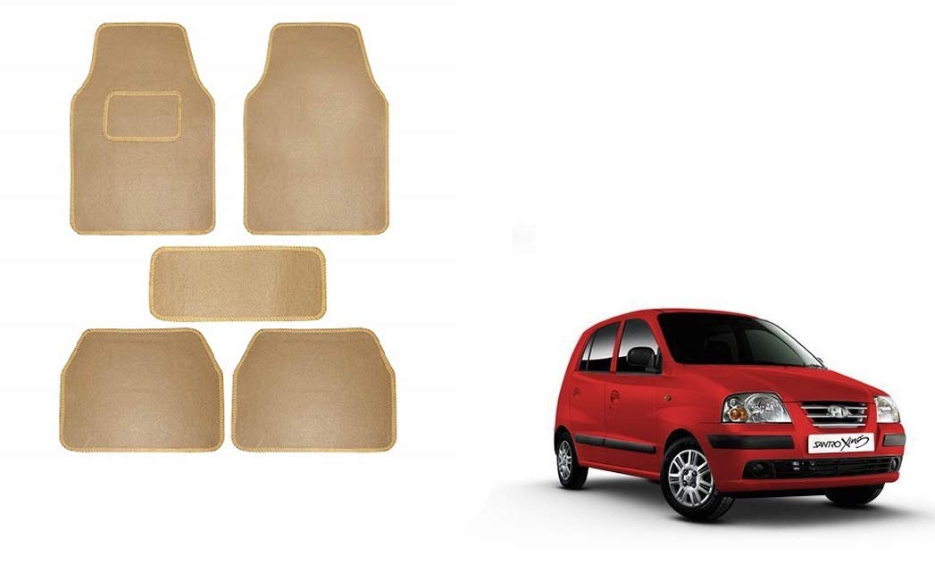 Autoladders Carpet Foot/Floor Mat Beige Set of 5 for Hyundai Santro
