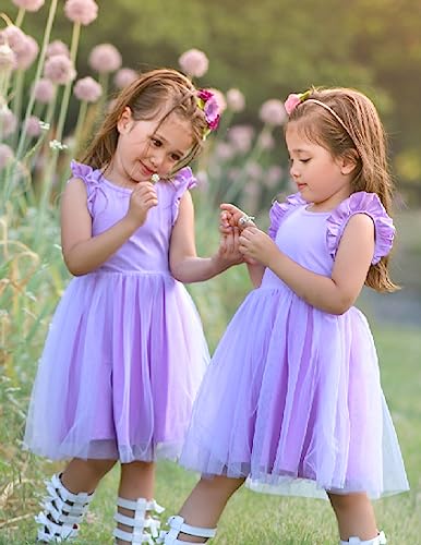 Image of Arshiner Toddler Tutu Dress Little Girls Fluffy Summer Dresses Casual Party Tulle Sundress for Kids 2-6Y