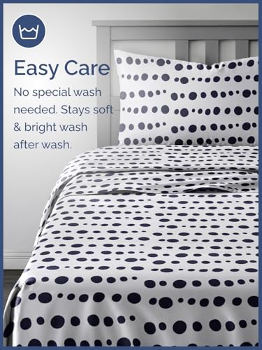 Image of Kids Full Size Blue Dots Bed Sheets - 4 Piece Kids Blue Dots Sheet Set