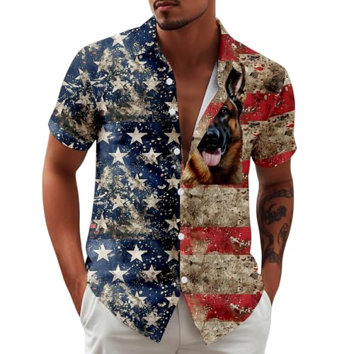 Camiseta de manga corta para hombre, casual con bolsillo en el pecho, diseño patriótico del 4 de julio, ligera y transpirable, ideal para fiestas y camiseta de manga larga, azul marino, XXXL
