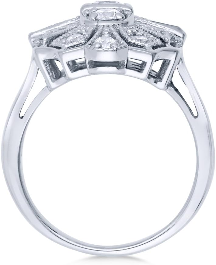 BERRICLE Sterling Silver CZ Navette Statement Cocktail Rings for Women, Art Deco Cubic Zirconia Ring - Image 4