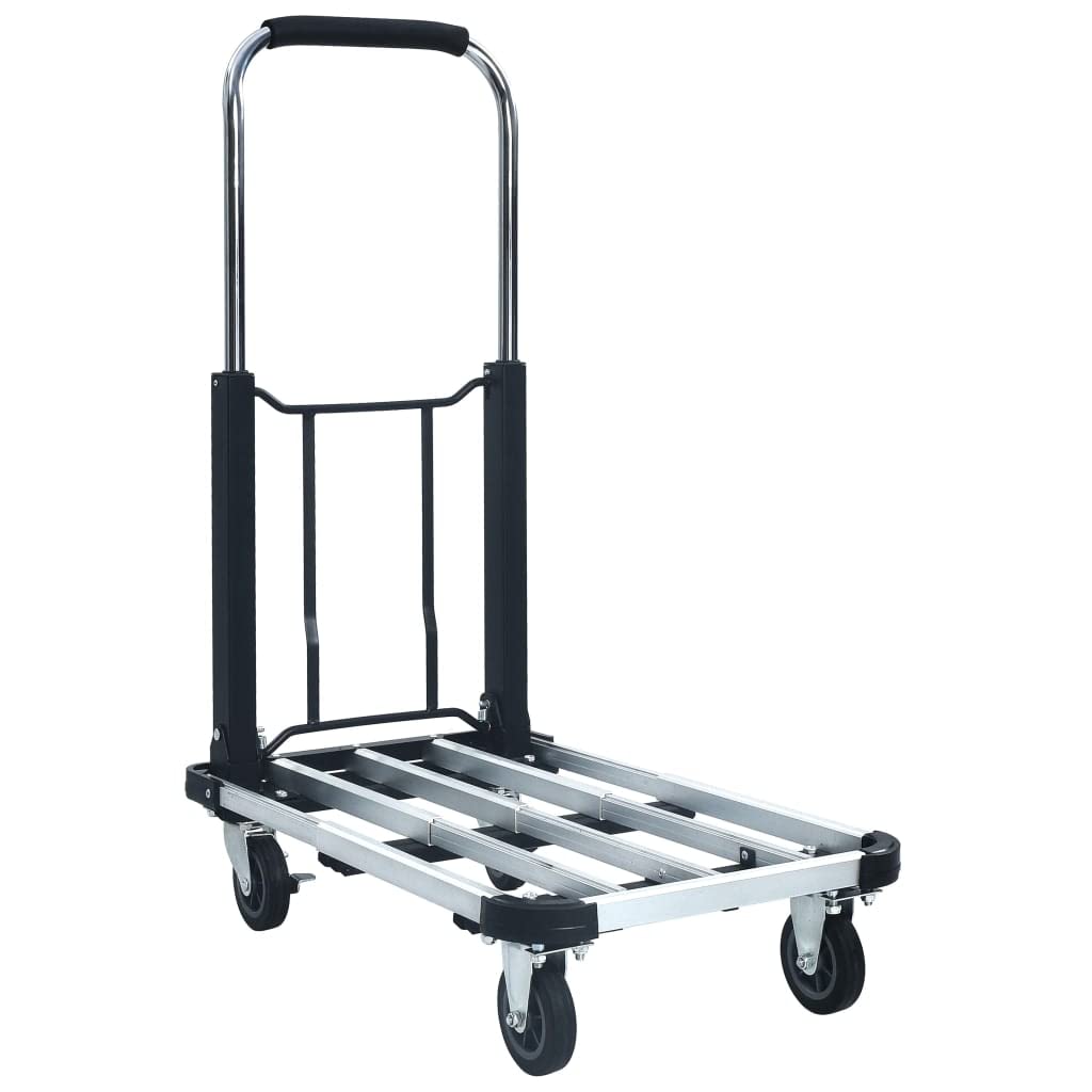 Carrello da trasporto pieghevole in alluminio con portata di 150 kg, regolabile in altezza, pieghevole e antiruggine, con piattaforma e 4 ruote, ideale per officina, giardino