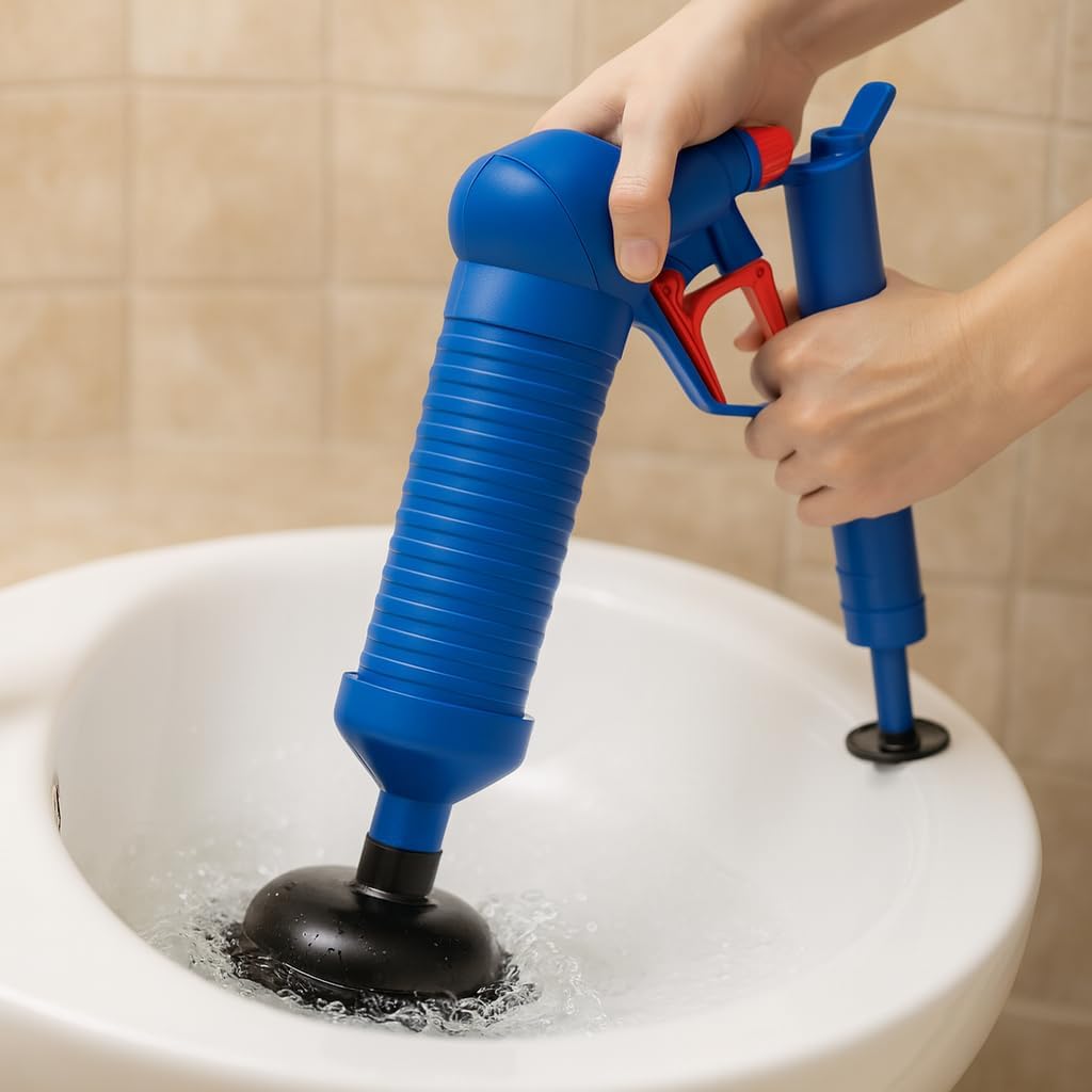 Compressed Air Pipe Cleaner with 4 Adapters | Cleaner Removes Toilets, Sinks, Showers and Bathtubs