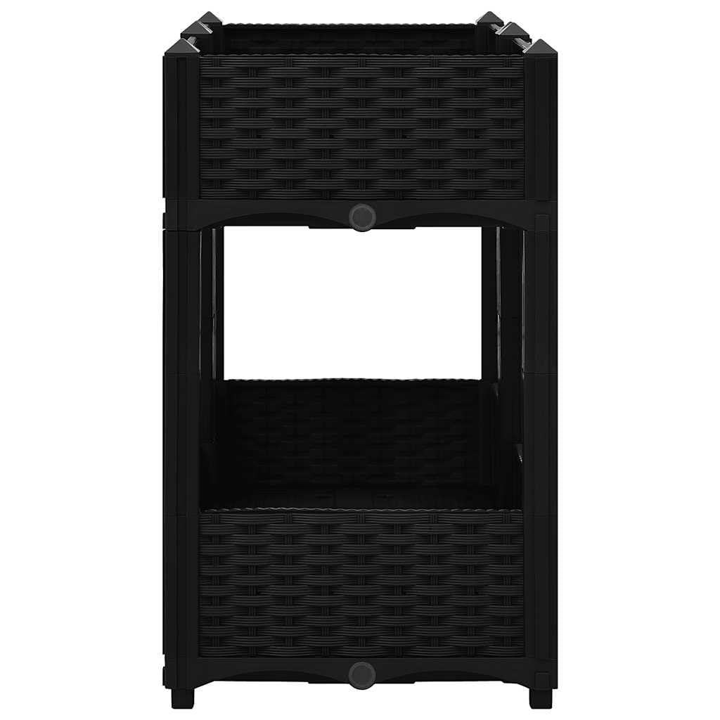 Jardinera moderna de polipropileno, 80 x 40 x 71 cm, color negro, con bancal elevado para balcón y jardín, robusta maceta con 2 alturas, fácil de montar para verduras, hierbas, flores