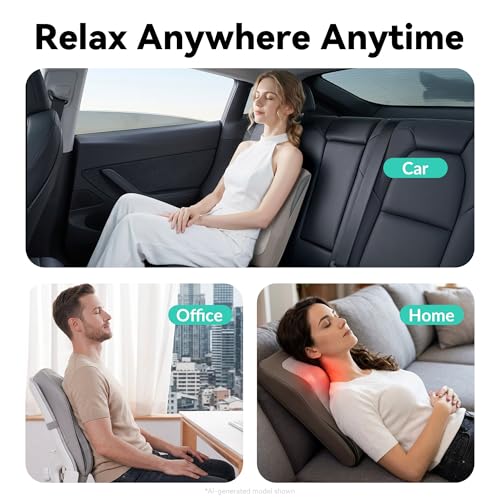 Image of Snailax Back Massager with Heat, Shiatsu Deep Kneading Massage Pillow with 3 Intensities, 3 Heat Levels & Bi-Directional Rotation for Lower Back, Neck, Shoulders and Legs Gift for Women Men, Beige