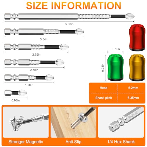 Image of High-Magnetic Screwdriver Drill Bit Set with 3pcs Magnetic Screw Holder