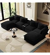 143" Oversized Modular Sectional Sofa U Shaped Cloud Couch 6 Seat Sofa Set for Living Room Comfy ...