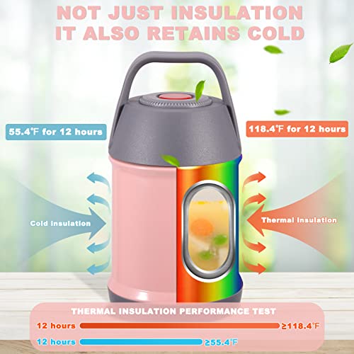 Mzlmzl Carrying Handle Insulated Food Lunch Container With Wide Mouth Design Food Jar - 15Oz Stainless Steel Vacuum Bottle For Hot Or Cold Meals - Leak-Proof Seal - 6-Layer Insulation #TOP1