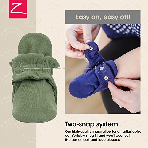 Zutano Unisex Organic Cotton Baby Booties With Gripper Soles, Olive, 18M - image 3