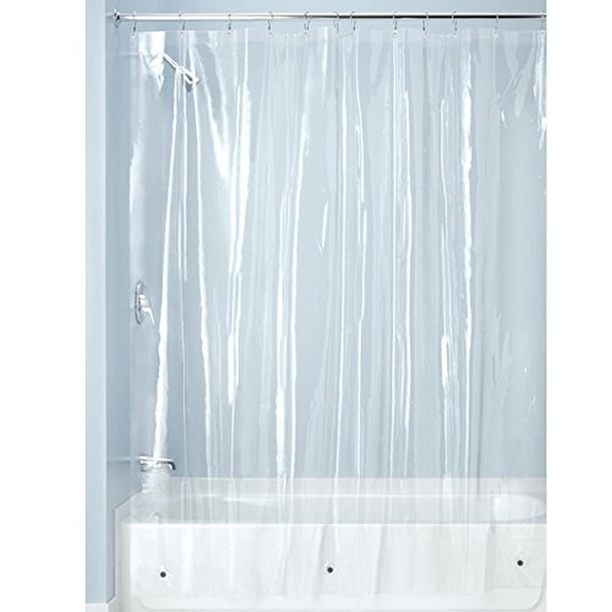 InterDesign Mildew-Free PEVA 3 Gauge Shower Liner, Clear, 72 Inch x 72 Inch
