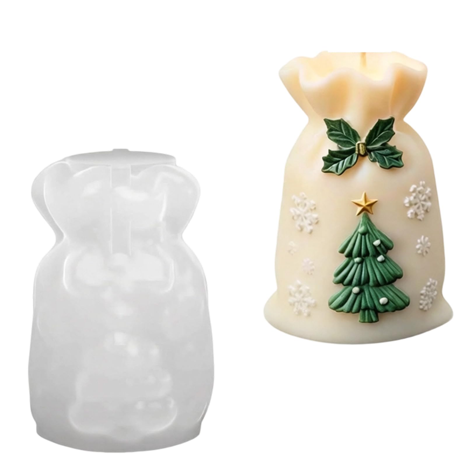 COOLHOOD Present Bag Silicone Form, Christmas Casting Mold for Holiday Tables, Decor Makers, Winter Styling Winter Mold Festive Wax Casting Form Present Bag Cavity