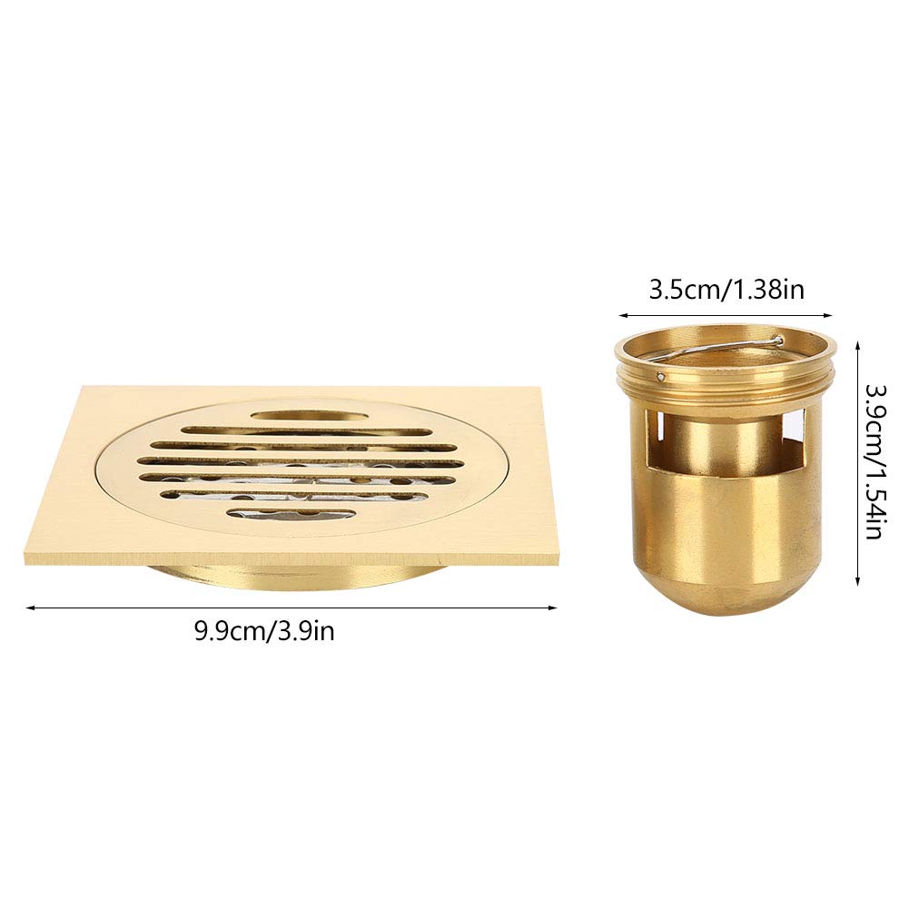 Drenaje de Piso de Ducha Desagüe de baño Desagüe de Piso de Ducha Cuadrado de latón para el hogar con colador de Cabello extraíble Accesorio de Hardware de Drenaje de Agua de baño