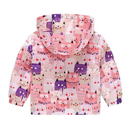Lightweight Jacket for Toddler Girls Outdoor Hiking Windproof Hooded Coat Long Sleeve Zip Up Animal Print Outerwear2
