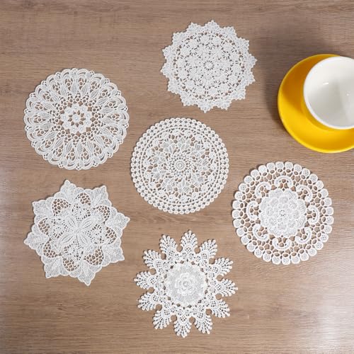 6pcs Crochet Cotton Doilies Lace Doilies for...