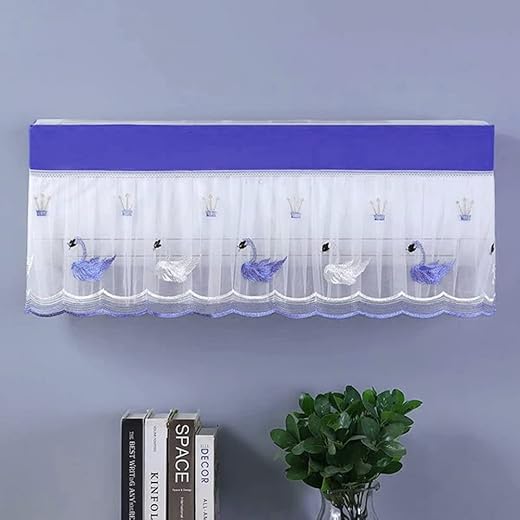 Air Conditioning Dust Cover Embroidery Designer Ac Cover for Indoor Split Ac 1.0 Ton (87 x 31 x 21 .5cm ) (Blue)