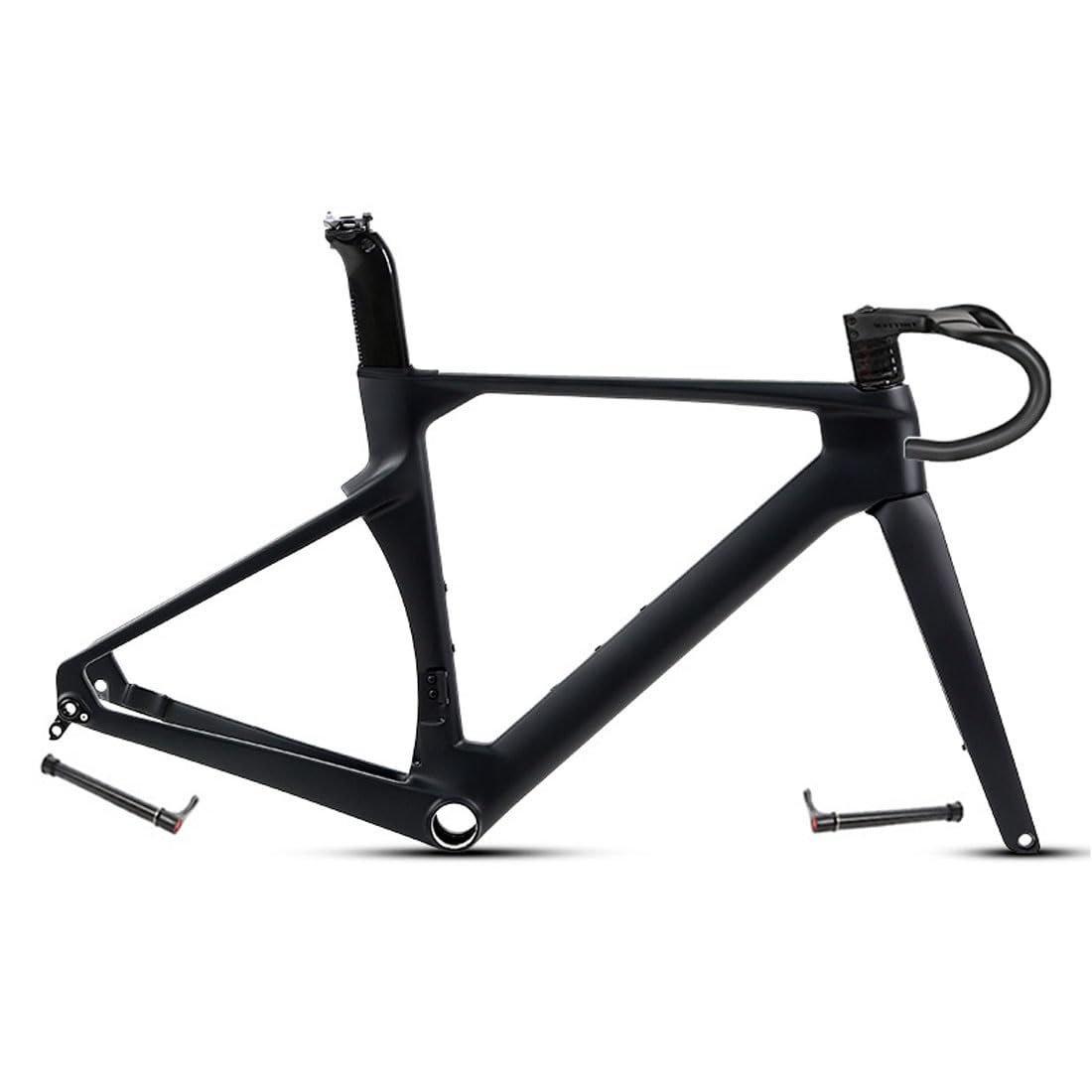 HIMALO Road Bike Frameset 700C Carbon Racing Frame with Fork Handlebar Thru Axle Disc Brake Frame 43.5/46/48/50/52/54/56cm Lightweight Internal Routing(48CM)