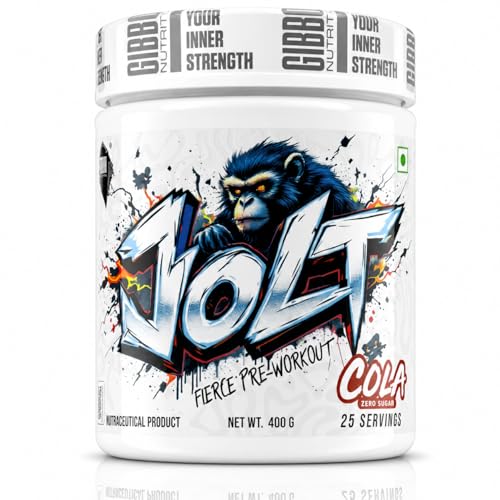 Image of GIBBON JOLT Fierce Pre-Workout 400g | 7000mg Citrulline, 5400mg Beta-Alanine, 300mg Caffeine, 1000mg Taurine | Zero Sugar, 25 Servings, Vegetarian, Gluten Free | Cola Flavour