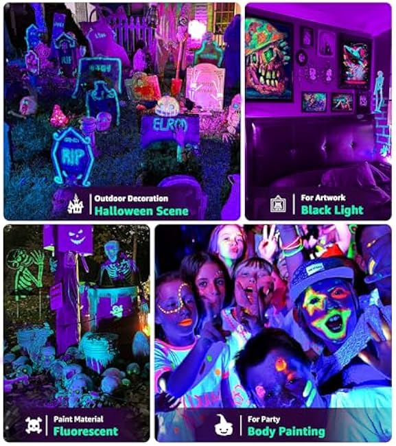 SUNVIE LED Black Lights Outdoor Blacklight Waterproof Black Light Spotlight 10W Outdoor Spotlight 120V Halloween Lights Outdoor Black Light for Glow Party Fluorescent Body Painting, 1 Pack