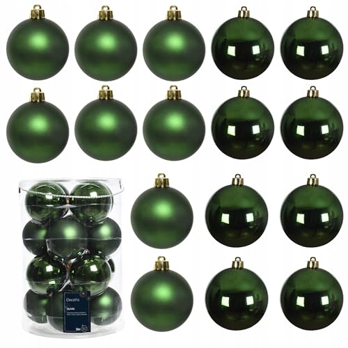 16er-Set Christbaumkugeln Grün Glas 8cm, Matt & Glänzend,...