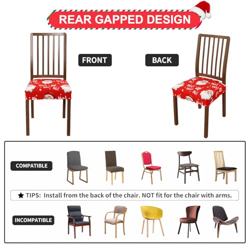 Fuangui Christmas Chair Covers Set Of 4 For Dinging Room, Stretch Jacquard Removable And Washable Chair Seat Covers, Protector Chair Cushion Kitchen Dining Home Slipcovers thumb #3