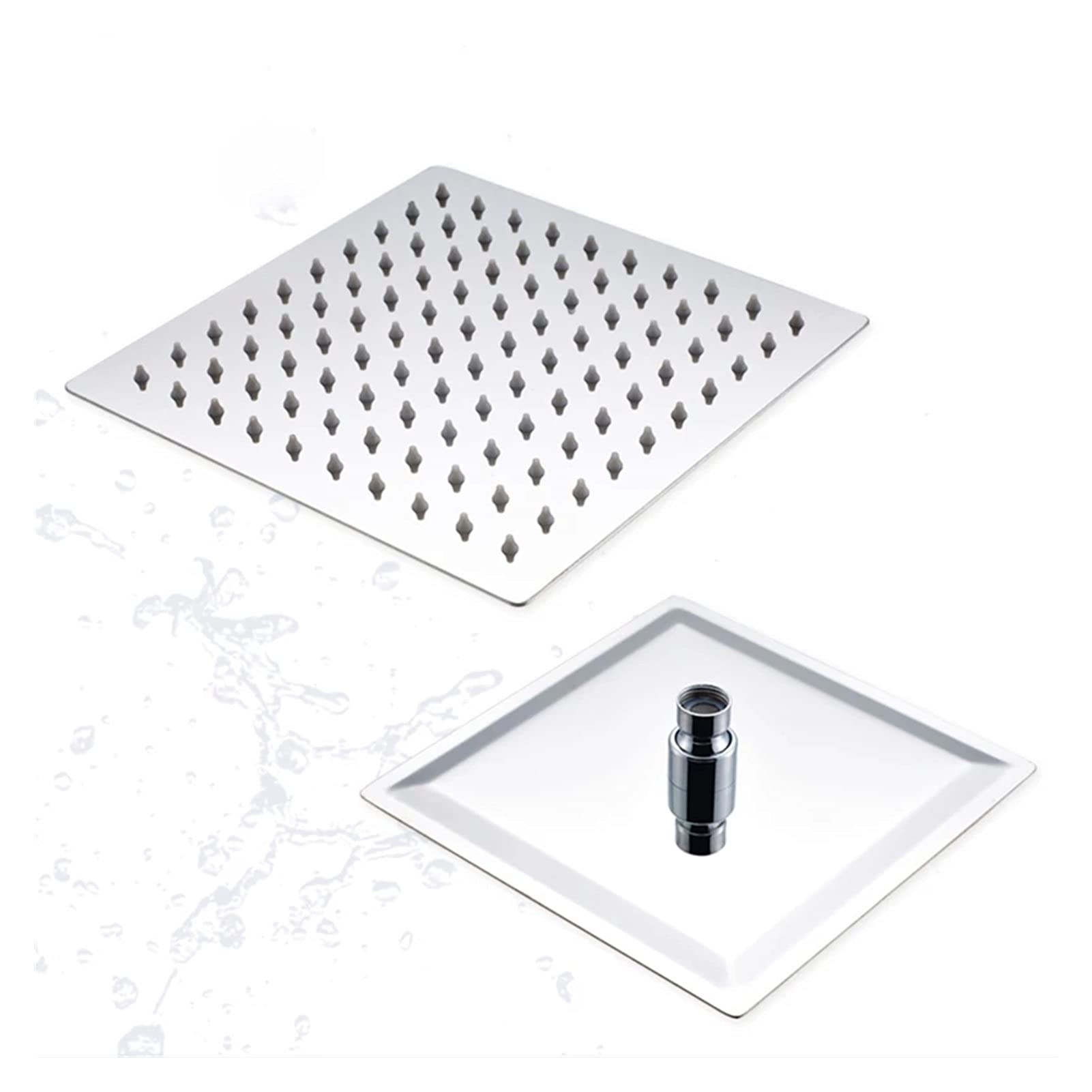 cabezal de ducha Jingxin-Cabezal de ducha de lluvia cuadrado for baño, rociador superior de pared de techo, acabado cromado pulido, opciones de múltiples tamaños, venta al por menor(10 inch)
