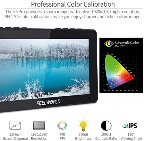 Feelworld F5 Pro V4 +Np-F970 Battery+ Charger+Carry Case 6 Inch Touch Screen Dslr Camera Field Monitor With 3D Lut F970 External Kit Install For Power Wireless Transmission Ips Fhd 1920X1080 4K Hdmi #TOP4