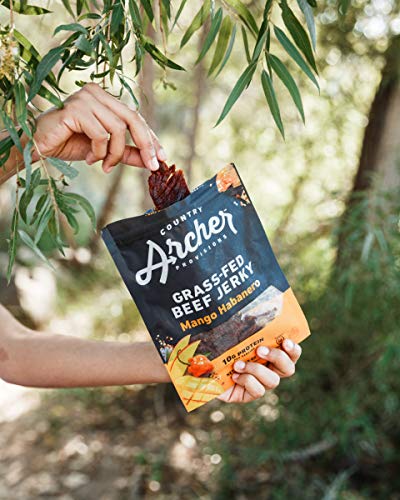 Country Archer Grass-Fed Beef Jerky - Beef Jerky Snack Pack, Beef Jerky Bulk, Individual Beef Jerky Pack, Protein Snack, Country Archer Beef Jerky, Gluten Free, Paleo - Mango Habanero, 16 oz