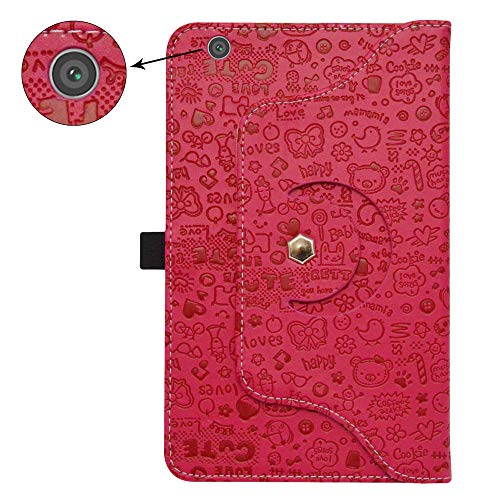 At&T Trek 2 Hd Rotating Case (Model 6461A),Mama Mouth 360 Degree Rotary Stand With Cute Cover For 8" Zte Trek 2 Hd K88 /Zpad 8 K81 Android Tablet,Rose Red #TOP5