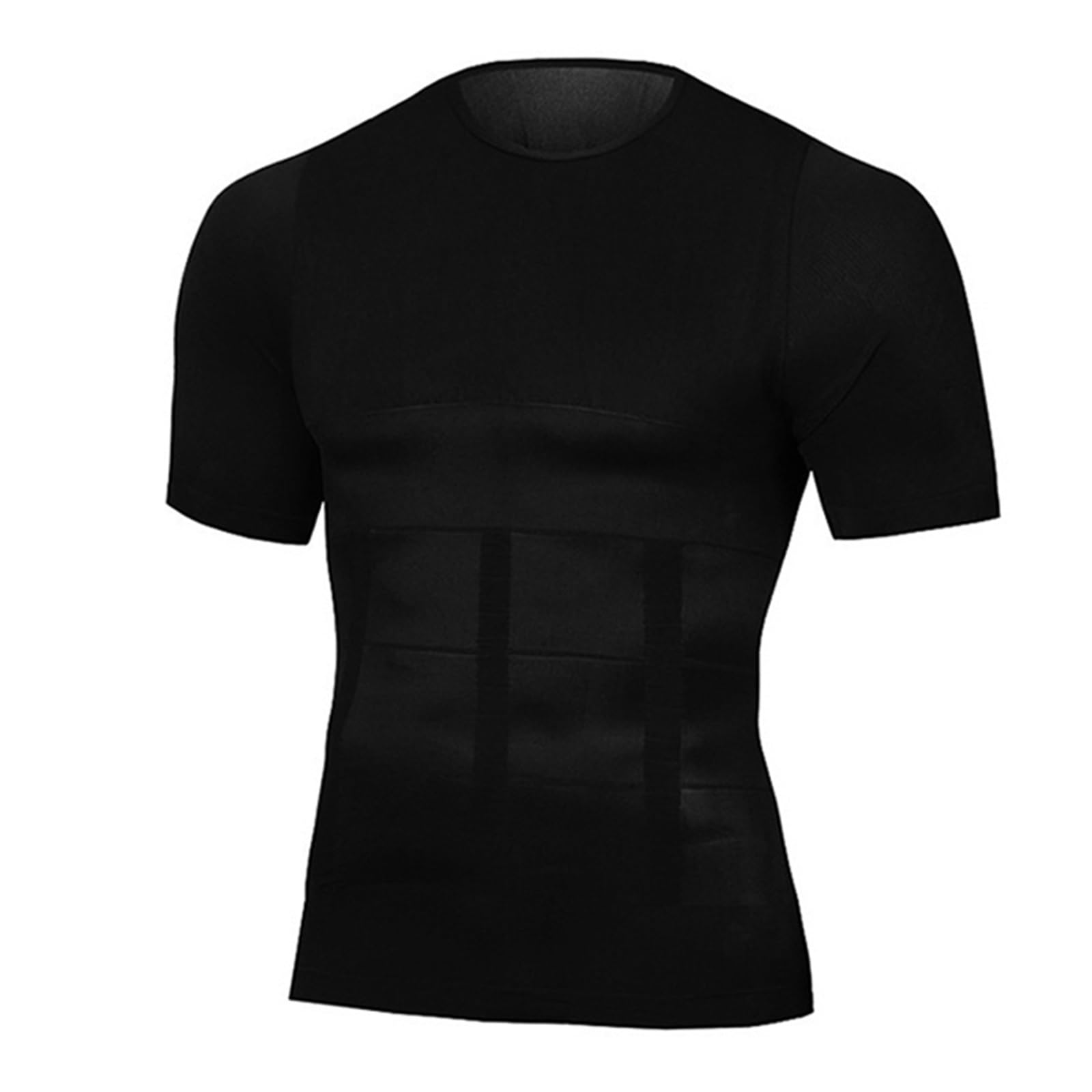 Body Shaper Weste für Männer Herren T-Shirt zur Körperstraffung, Kompressionsshirts, Haltungskorrektur, Unterhemd, Bauchweg-Korrekturunterwäsche Für Fitness geeignet(Black,L)