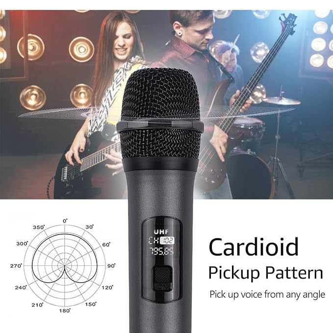 Image of Wilsons Professional Wireless Microphone, UHF Karaoke Handheld Dynamic mic with Type C Rechargeable Receiver 6.35mm Jack, with 3 Batteries, 30-50 Meter Cordless Range for Anchoring and Singing