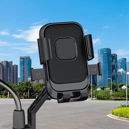 Image of Universal Bike Mobile Stand with 360 Rotation | Handlebar & Mirror Mount Phone Holder | Shockproof Clamp for 4.7-7.2 Inch Smartphones (XY-089)