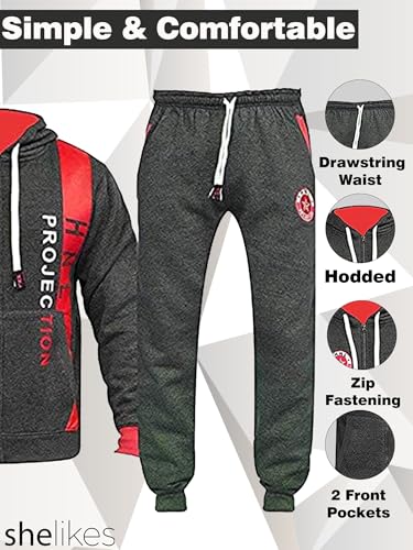 shelikes Mens Tracksuit Joggers Hoodie Sweatshirt Pants Track Suit Set Full Sleeves Hoodie Top Bottoms Joggers Jogging Gym Sports Set - Image 3