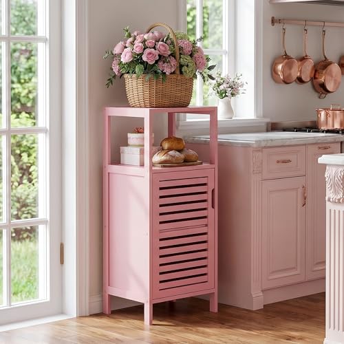 Organizador lateral estrecho independiente de bambú premium rosa 3