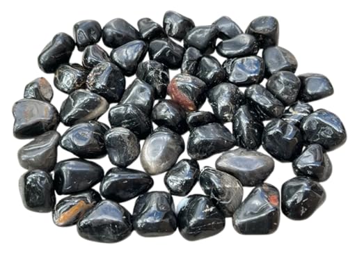 GAF TREASURES 5 Pcs Black Onyx Tumbled Stones, Polished Natural Black Onyx Gemstone, Black Onyx Healing Crystals