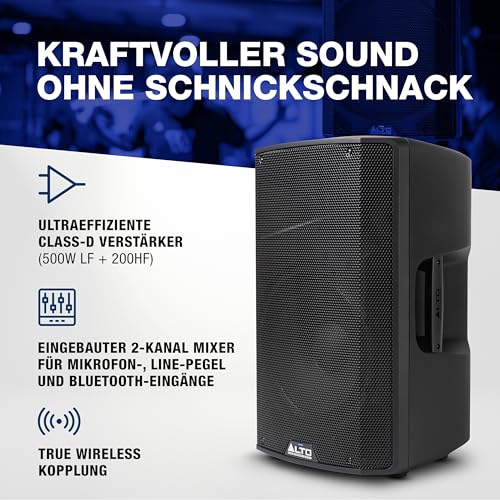 ALTO TX412 700W 12-Zoll Aktiver PA Anlage mit TWS Bluetooth, 2-Kanal Mixer, für Outdoor-DJs und Band-Auftritte, Proben, Veranstaltungsorte und Events