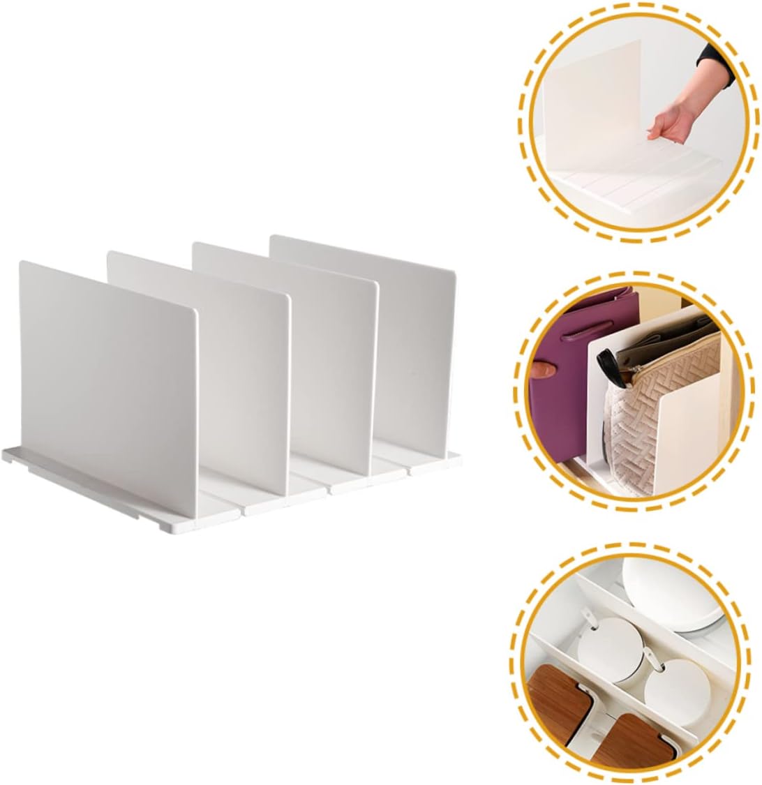 Bookshelf Dividers Plastic Shelf Organizers Easy Install Closet Partition Separators for Wardrobe Stackable Storage for Clothes Towels