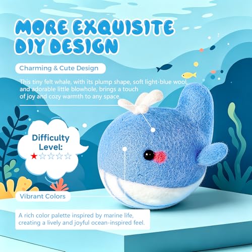 Image of Gipony Needle Felting Kit,5Pieces Animal Making Wool Needle Felting Starter Kit with Instruction,Felting Kits for Beginners Adult,Needle Felting kit Beginner,Wool Felting kit,