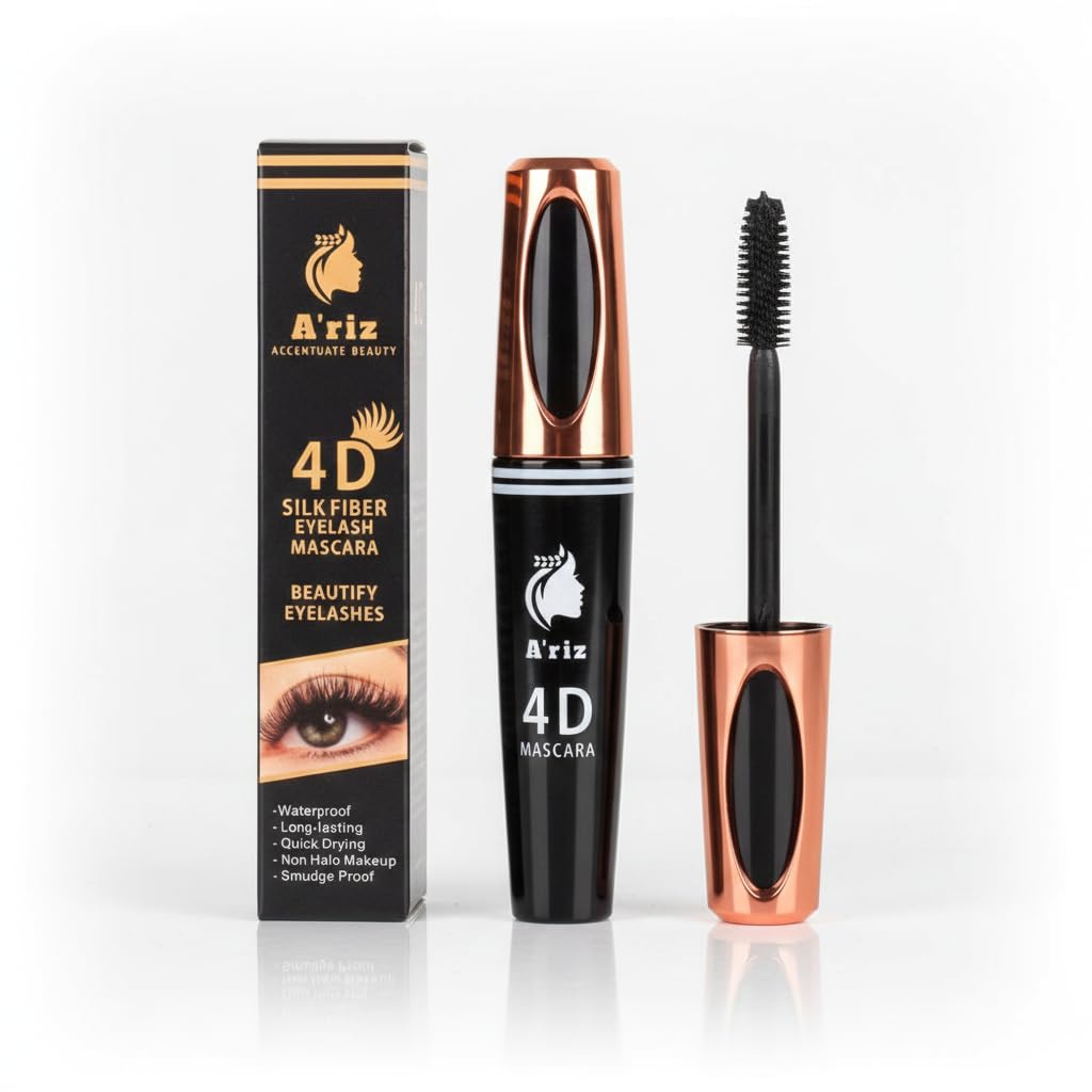 A’riz Long Lasting 4D Mascara for Eyelashes, Waterproof Formula, Black