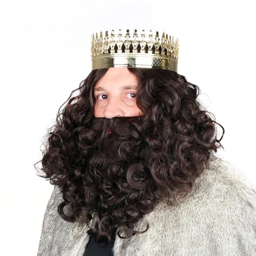 EUROCARNAVALES Peluca y Barba Rey Mago Castaña Mate