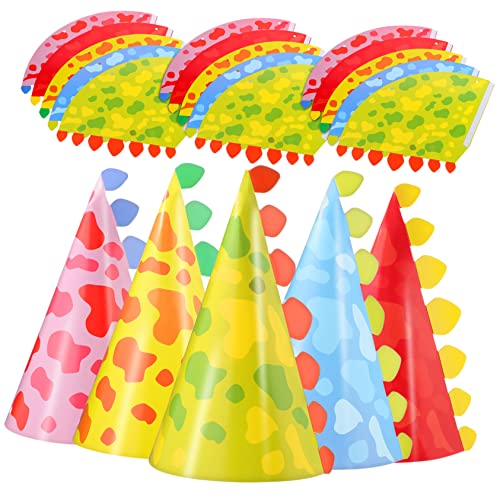 Amosfun Set Di Cappelli Da Compleanno A Tema Dinosauro - 30 Cappellini Da Festa Per Bambini Leggeri E Divertenti Perfetti Per Le Feste Di Compleanno A Tema Dinosauro