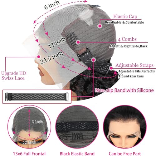 Image of 30 Inch Deep Wave Lace Front Wigs Human Hair 200% Density 13x6 HD Transparent Deep Curly Lace Front Wigs for Women Pre Plcked Glueless Wigs with Baby Hair